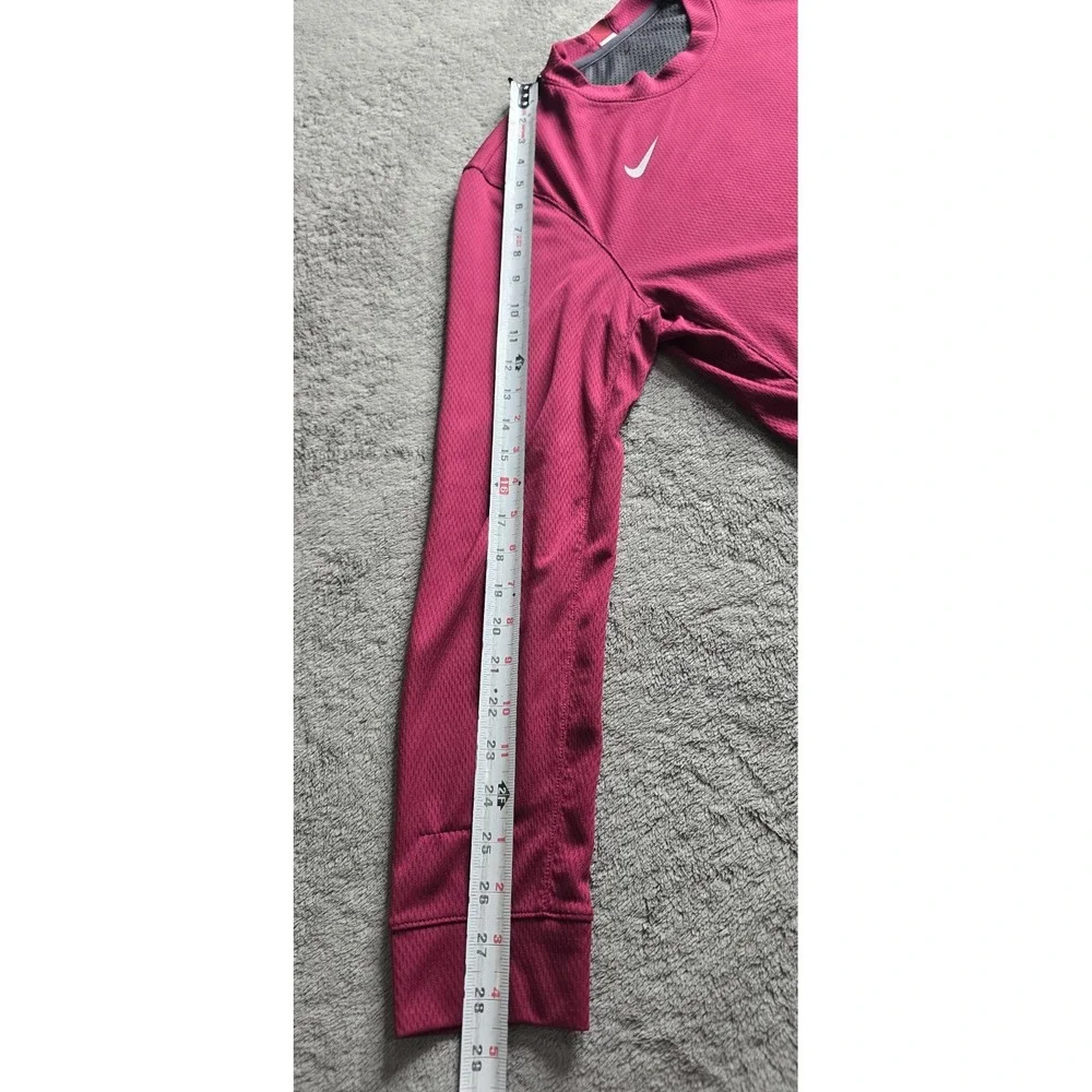 Nike Basketball Shirt Womens Large Burgundy Long Sleeve Training Mesh Jersey